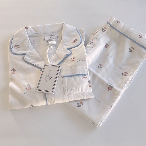 Petite Plume Bateau Sailboat Pajama Set Flame Resistant Chemical Free Size 5 NWT - Picture 3 of 6